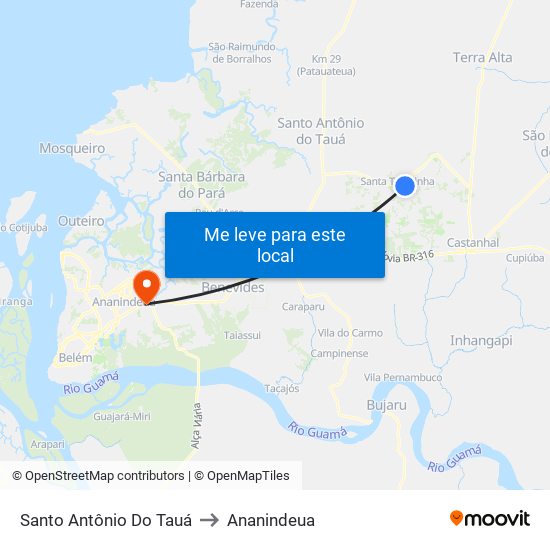 Santo Antônio Do Tauá to Ananindeua map
