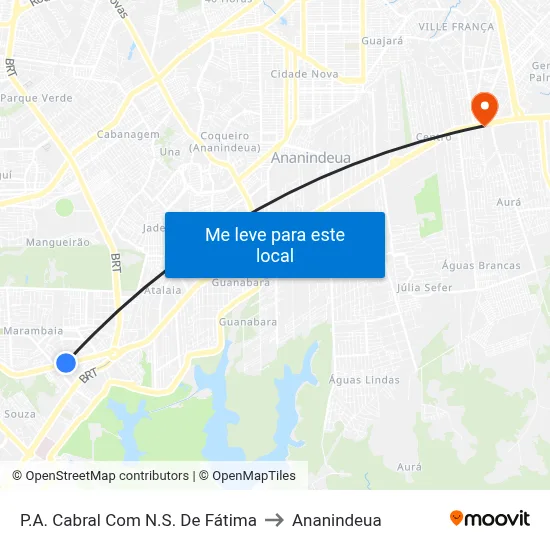 P.A. Cabral Com N.S. De Fátima to Ananindeua map