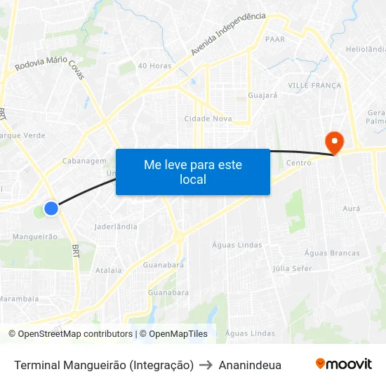 Terminal Mangueirão (Integração) to Ananindeua map