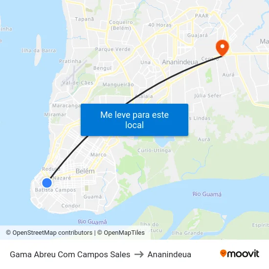 Gama Abreu Com Campos Sales to Ananindeua map
