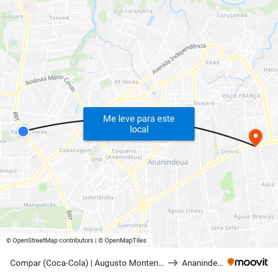 Compar (Coca-Cola) | Augusto Montenegro to Ananindeua map