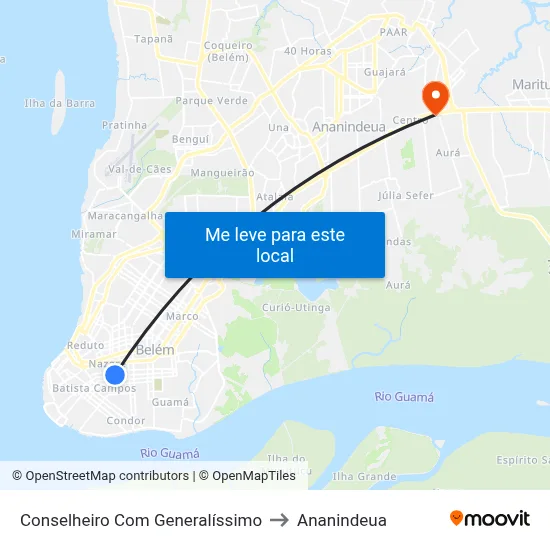 Conselheiro Com Generalíssimo to Ananindeua map