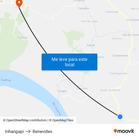 Inhangapi to Benevides map