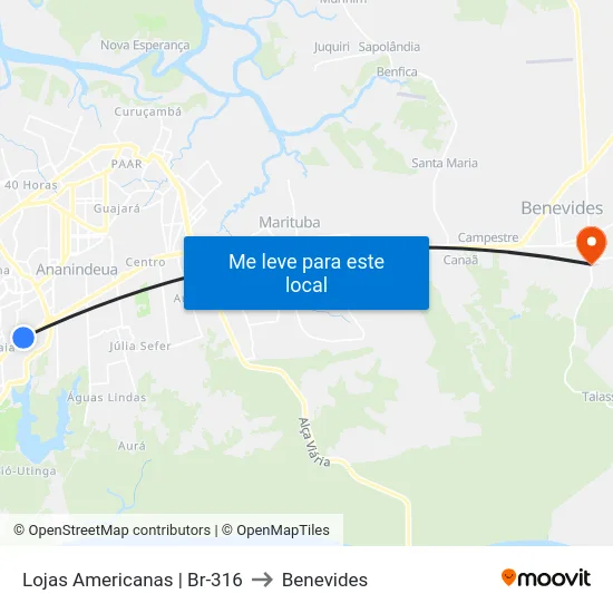 Lojas Americanas | Br-316 to Benevides map