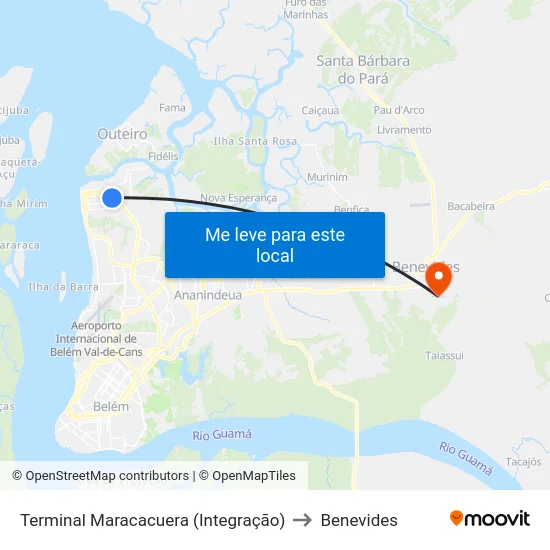 Terminal Maracacuera (Integração) to Benevides map