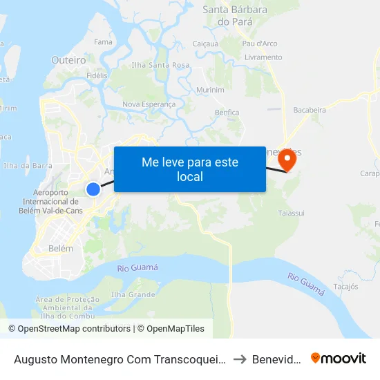 Augusto Montenegro Com Transcoqueiro to Benevides map