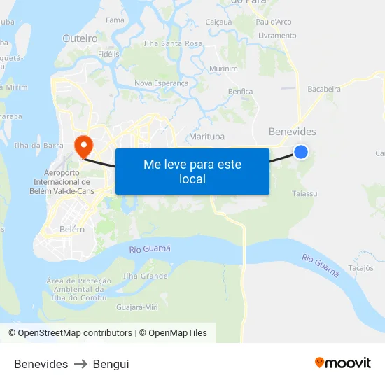 Benevides to Bengui map