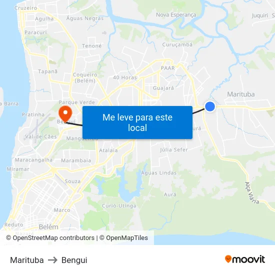 Marituba to Bengui map