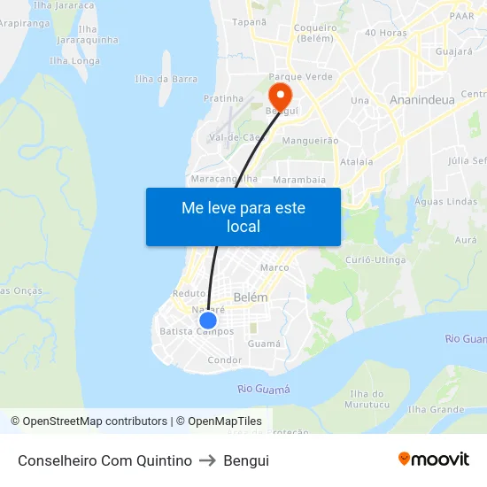 Conselheiro Com Quintino to Bengui map