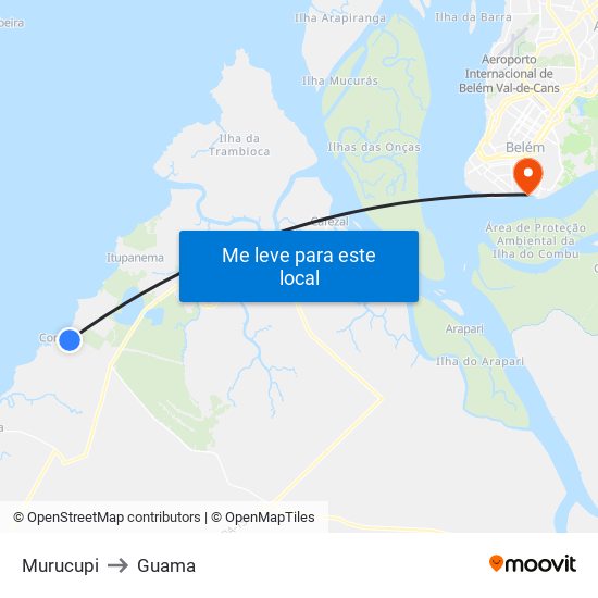 Murucupi to Guama map