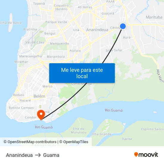 Ananindeua to Guama map