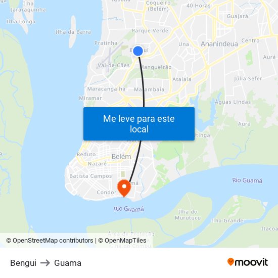 Bengui to Guama map