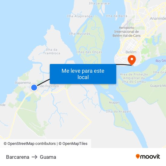 Barcarena to Guama map