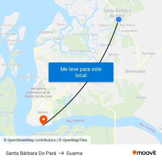 Santa Bárbara Do Pará to Guama map