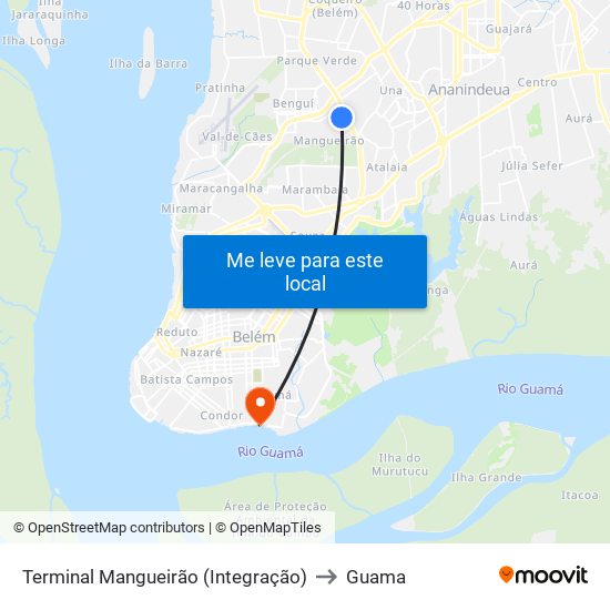 Terminal Mangueirão (Integração) to Guama map
