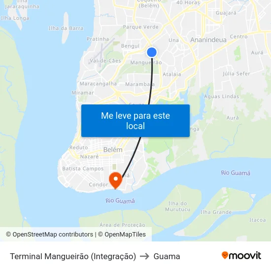 Terminal Mangueirão (Integração) to Guama map