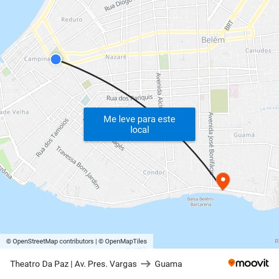 Theatro Da Paz | Av. Pres. Vargas to Guama map