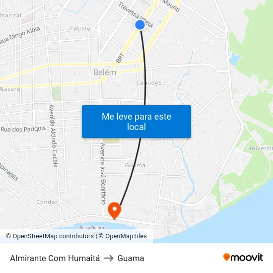 Almirante Com Humaitá to Guama map