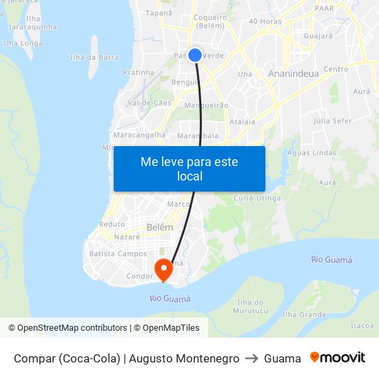 Compar (Coca-Cola) | Augusto Montenegro to Guama map