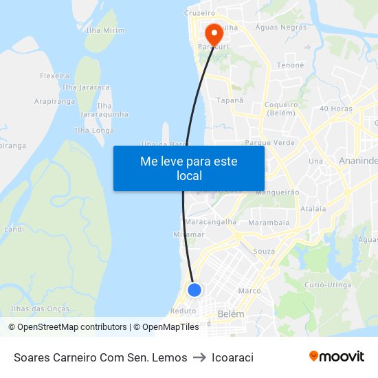 Soares Carneiro Com Sen. Lemos to Icoaraci map