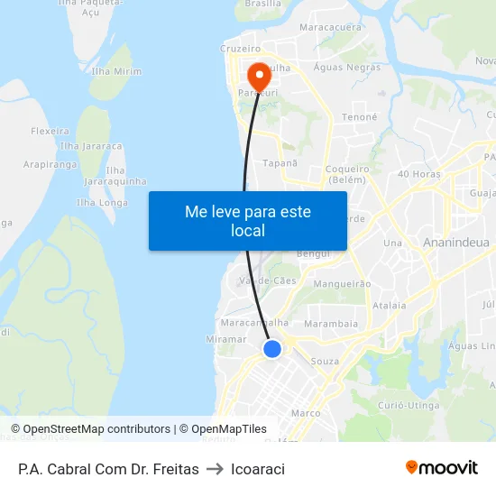 P.A. Cabral Com Dr. Freitas to Icoaraci map