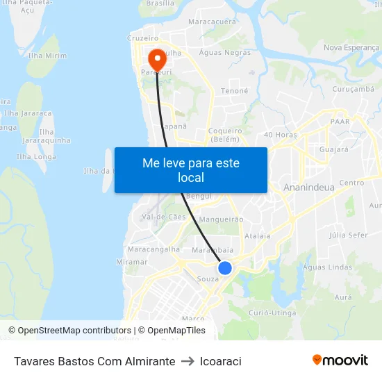 Tavares Bastos Com Almirante to Icoaraci map