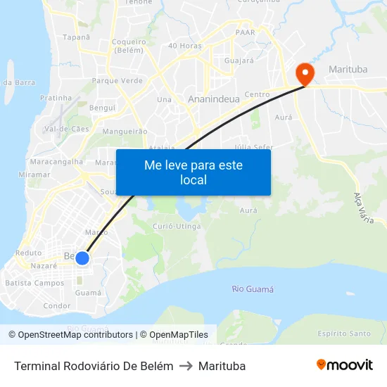 Terminal Rodoviário De Belém to Marituba map