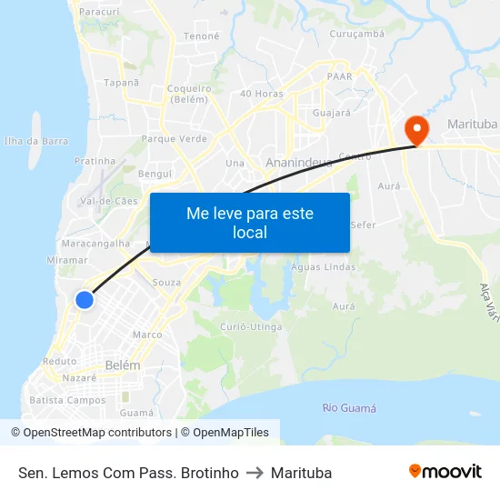 Sen. Lemos Com Pass. Brotinho to Marituba map