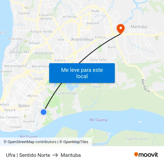 Ufra | Sentido Norte to Marituba map