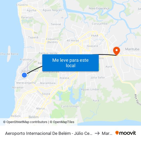 Aeroporto Internacional De Belém - Júlio Cezar Ribeiro (Val-De-Cans) to Marituba map