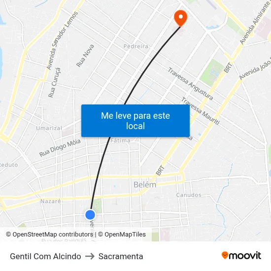 Gentil Com Alcindo to Sacramenta map