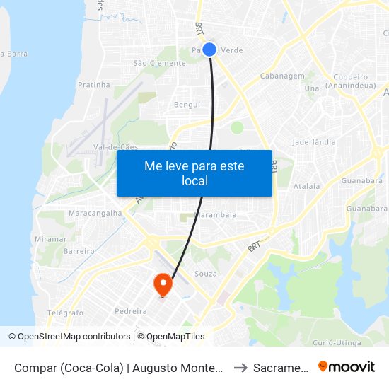 Compar (Coca-Cola) | Augusto Montenegro to Sacramenta map