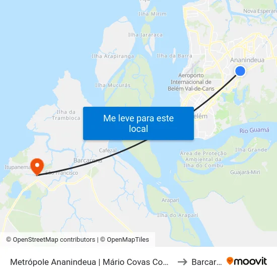 Metrópole Ananindeua | Mário Covas Com Pau D'Arco to Barcarena map