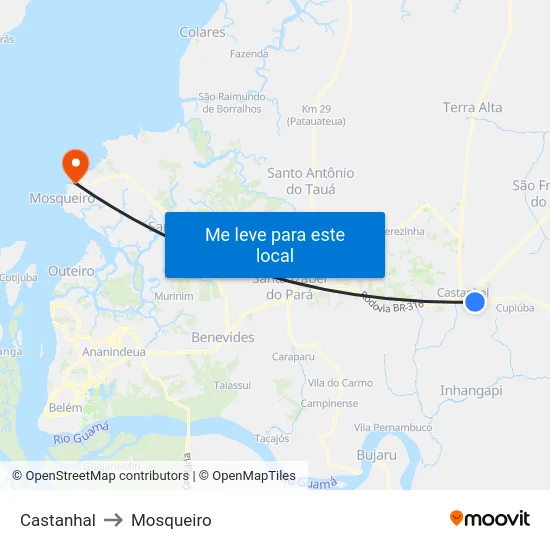 Castanhal to Mosqueiro map