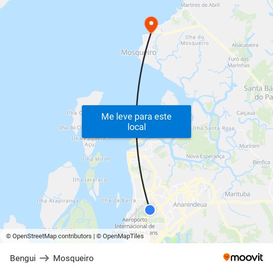 Bengui to Mosqueiro map