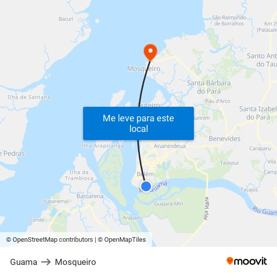 Guama to Mosqueiro map