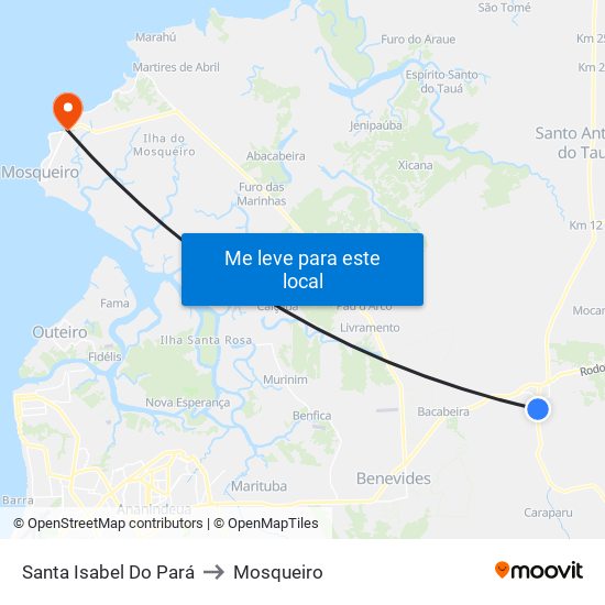 Santa Isabel Do Pará to Mosqueiro map