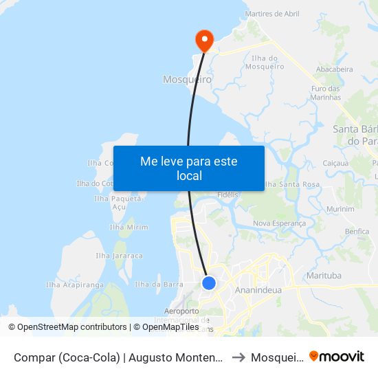 Compar (Coca-Cola) | Augusto Montenegro to Mosqueiro map