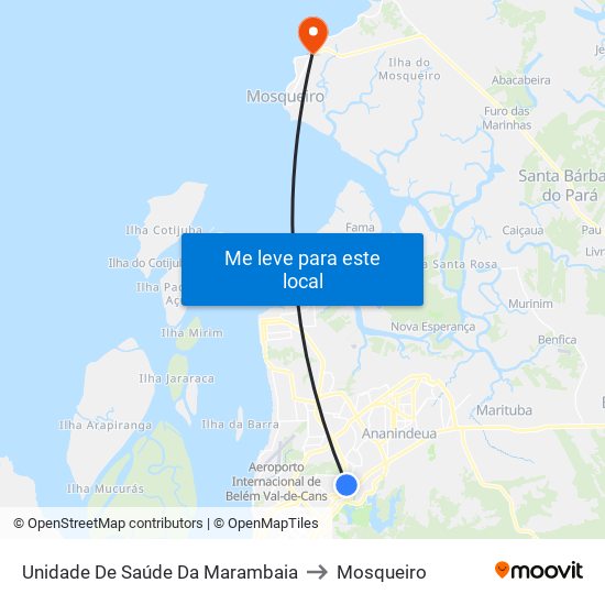 Unidade De Saúde Da Marambaia to Mosqueiro map