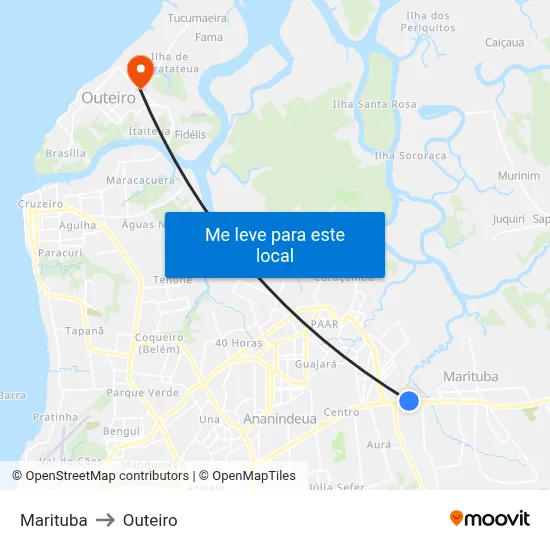 Marituba to Outeiro map