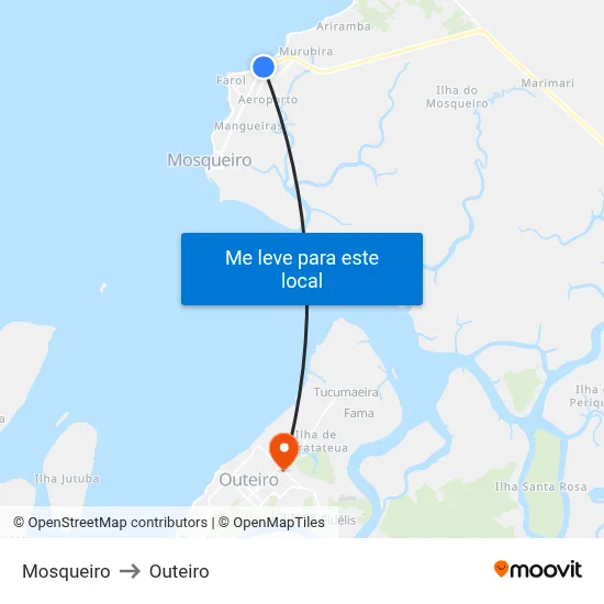 Mosqueiro to Outeiro map
