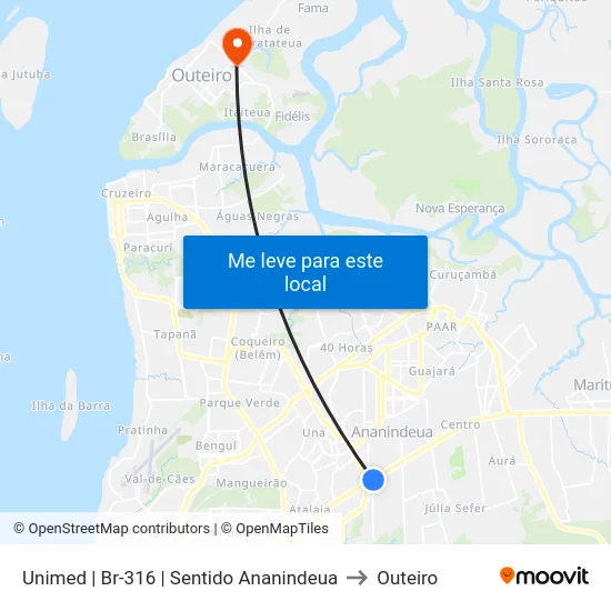 Unimed | Br-316 | Sentido Ananindeua to Outeiro map