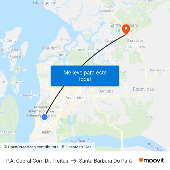 P.A. Cabral Com Dr. Freitas to Santa Bárbara Do Pará map