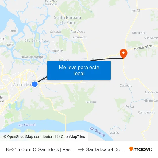 Br-316 Com C. Saunders | Passarela to Santa Isabel Do Pará map