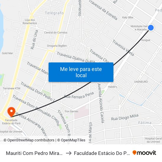 Mauriti Com Pedro Miranda to Faculdade Estácio Do Pará map
