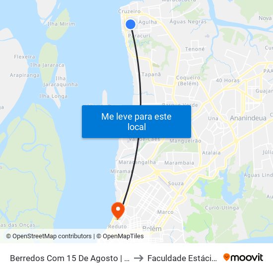 Berredos Com 15 De Agosto | Sentido Oeste to Faculdade Estácio Do Pará map