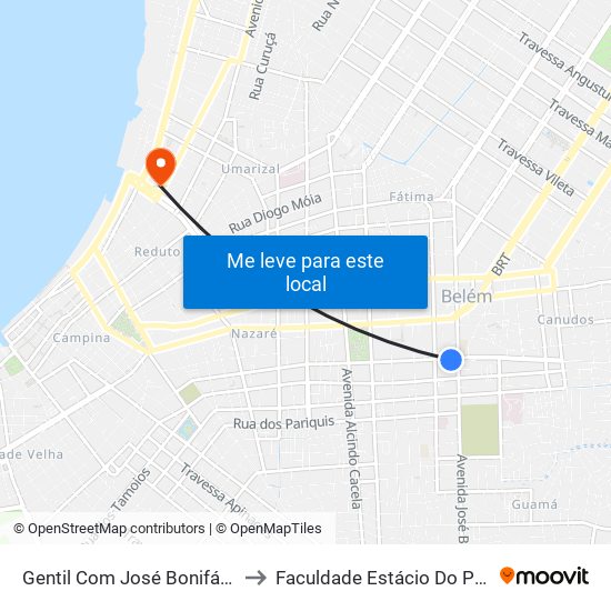 Gentil Com José Bonifácio to Faculdade Estácio Do Pará map