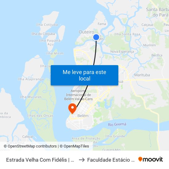 Estrada Velha Com Fidélis | Sentido Sul to Faculdade Estácio Do Pará map