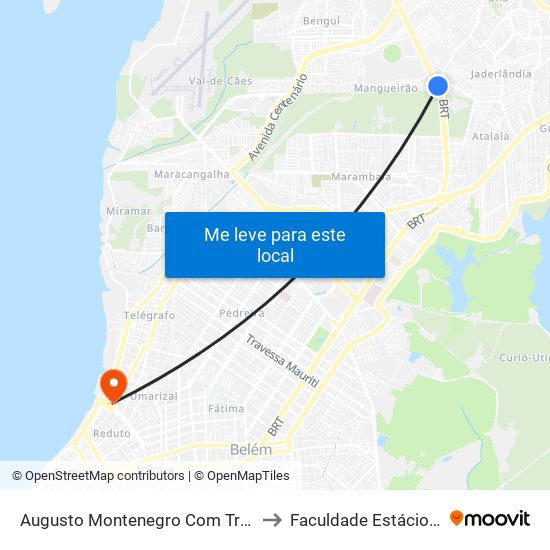 Augusto Montenegro Com Transcoqueiro to Faculdade Estácio Do Pará map