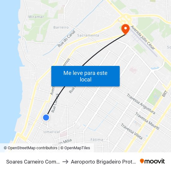 Soares Carneiro Com Sen. Lemos to Aeroporto Brigadeiro Protásio De Oliveira map